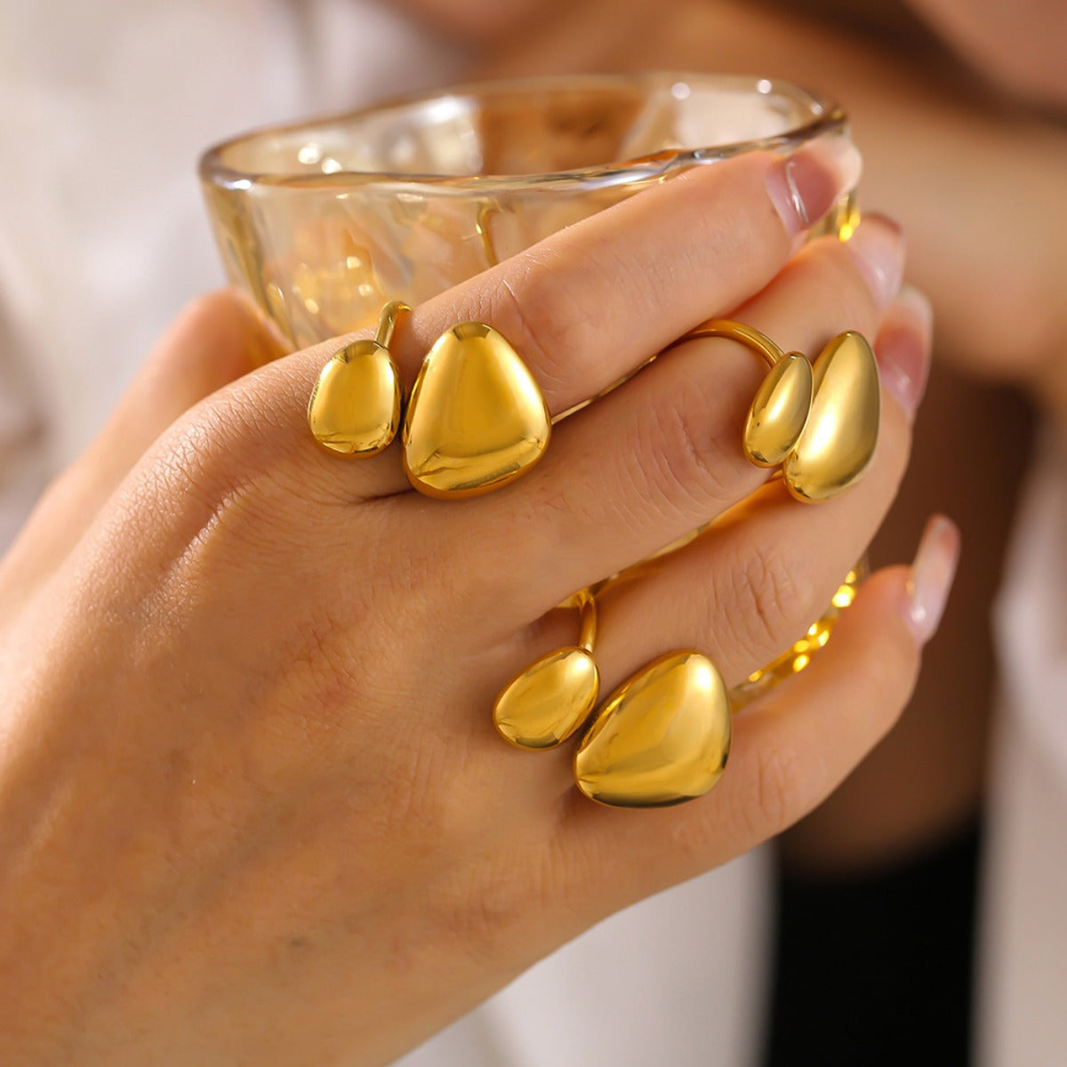 Irregular Bypass Gold Ring
