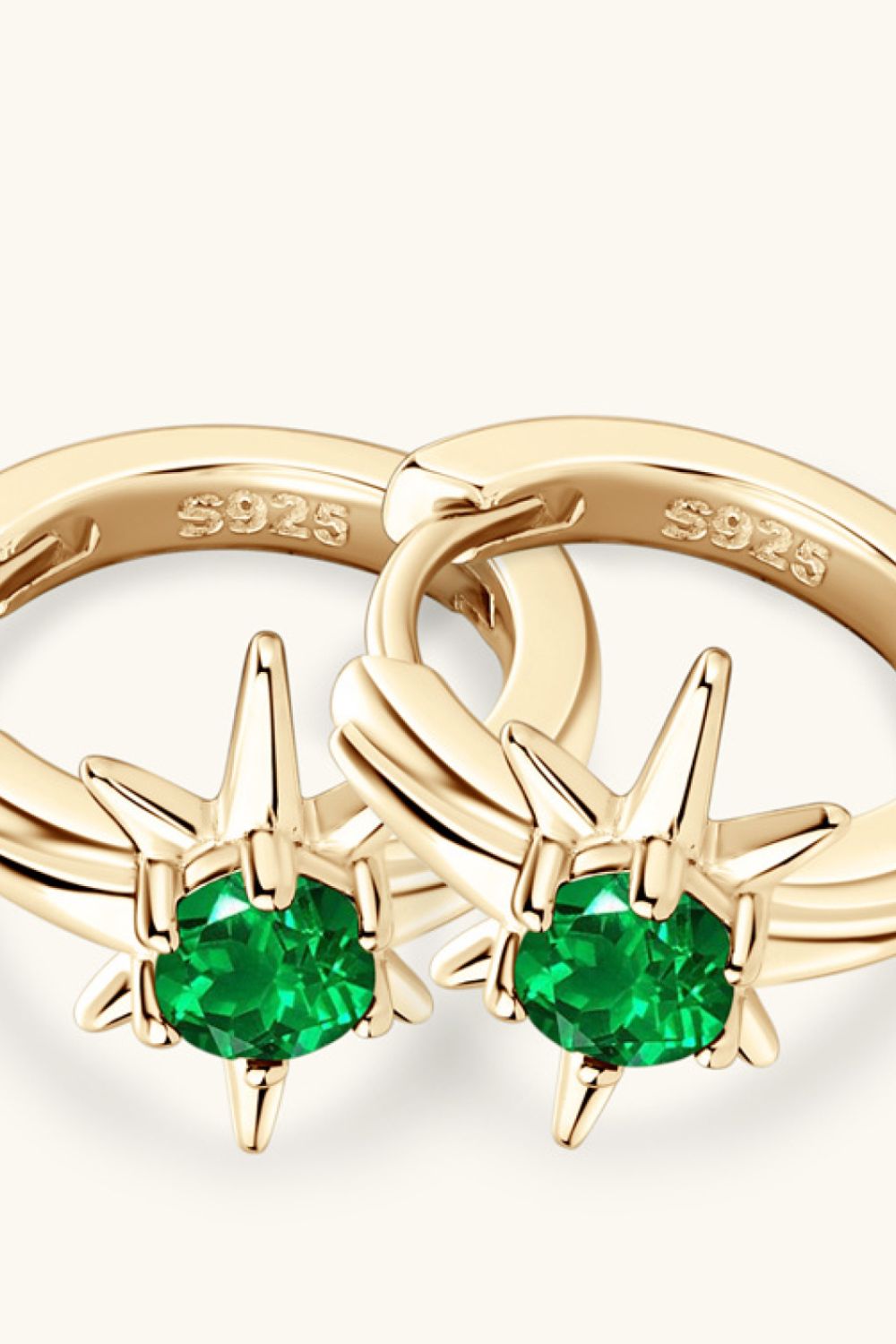Lab-Grown Star Emerald Huggie Earrings