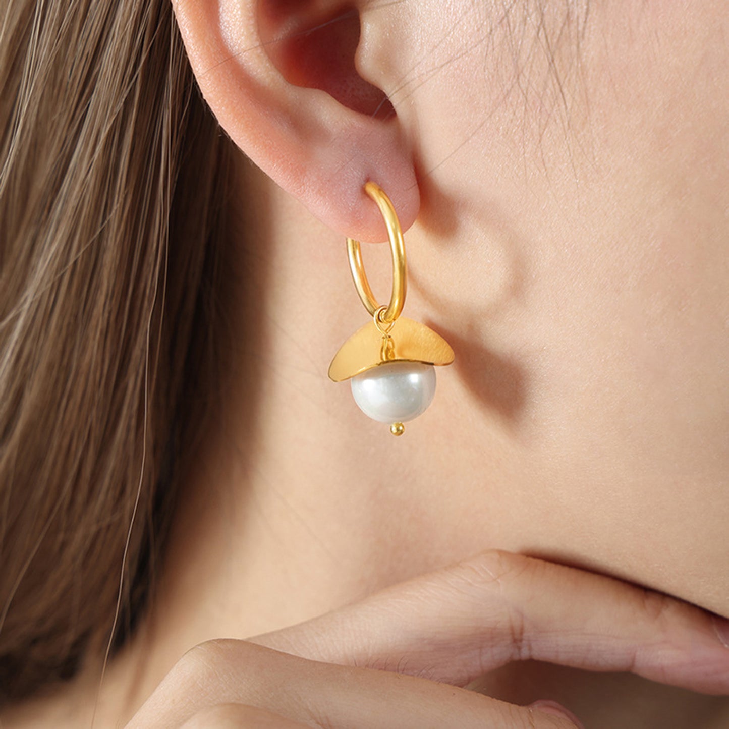 Gold-Plated Bead Dangle Earrings