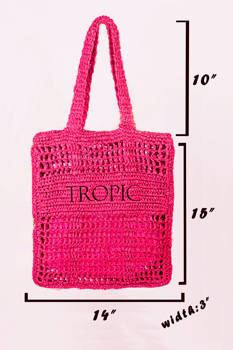 Pink Tropic Mesh Beach Tote Handbag