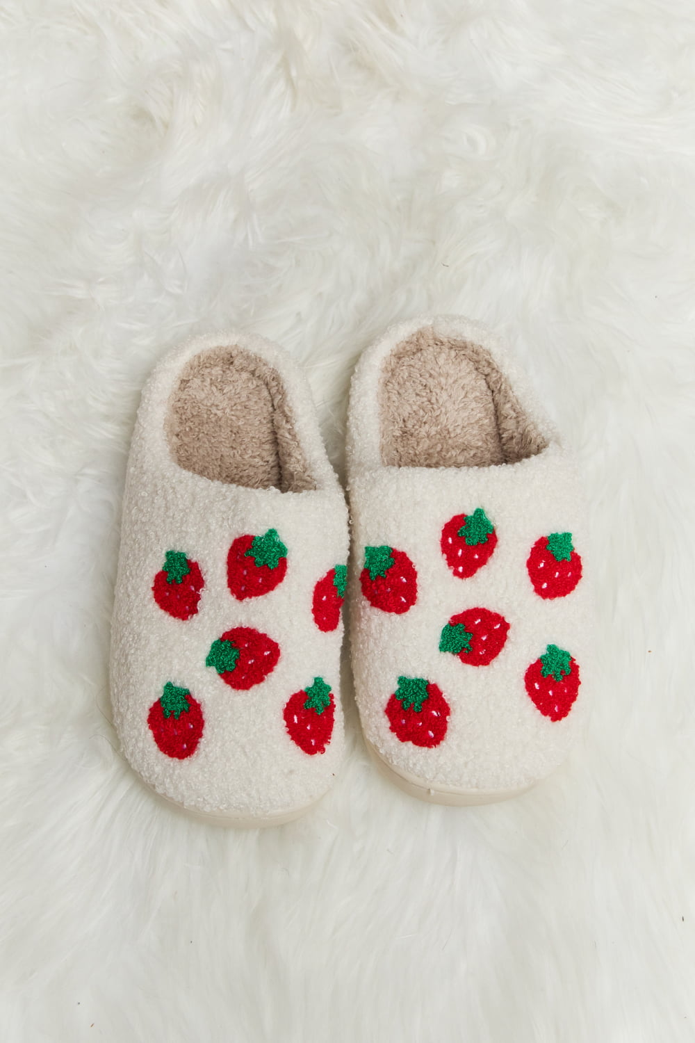 Strawberry Plush Slide Slippers