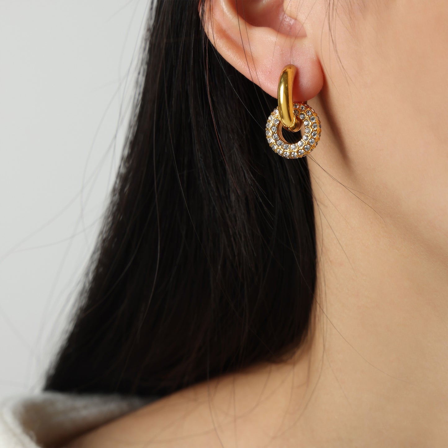 Gold Huggie Double-Hoop Earrings