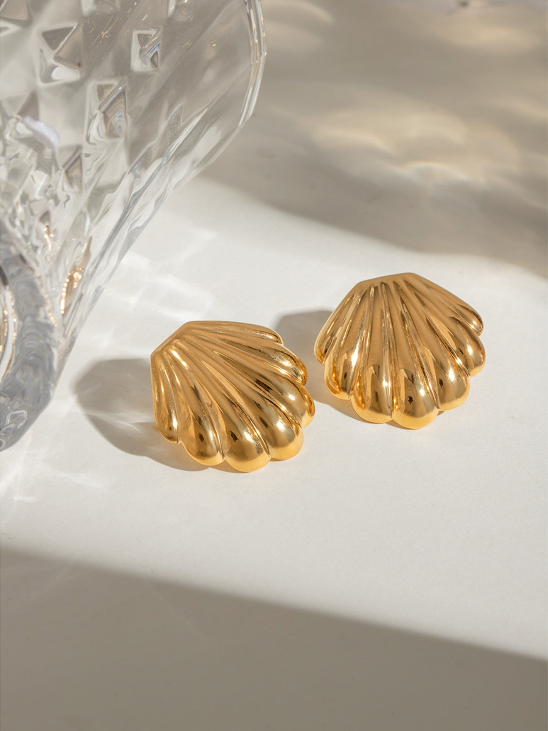 Ocean-Inspired Gold Shell Earrings