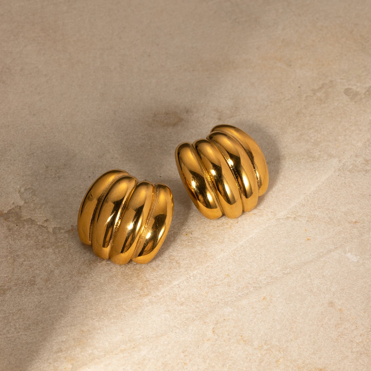 Geometric Gold Stud Earrings