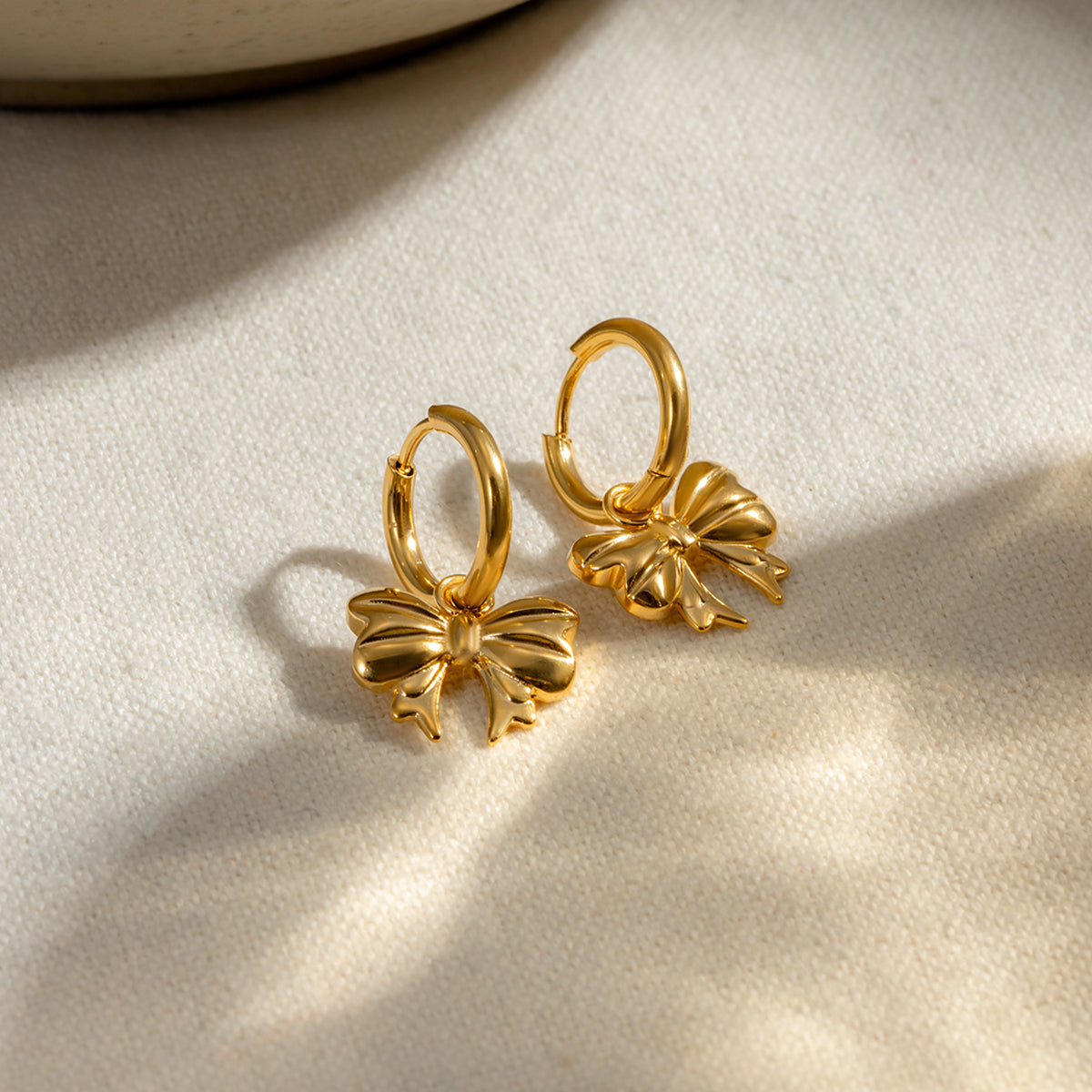 Gold Hoop Bow Earrings