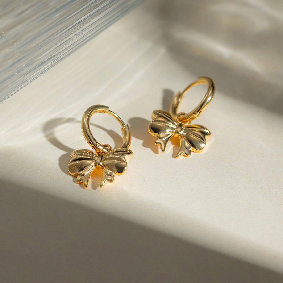 Gold Hoop Bow Earrings