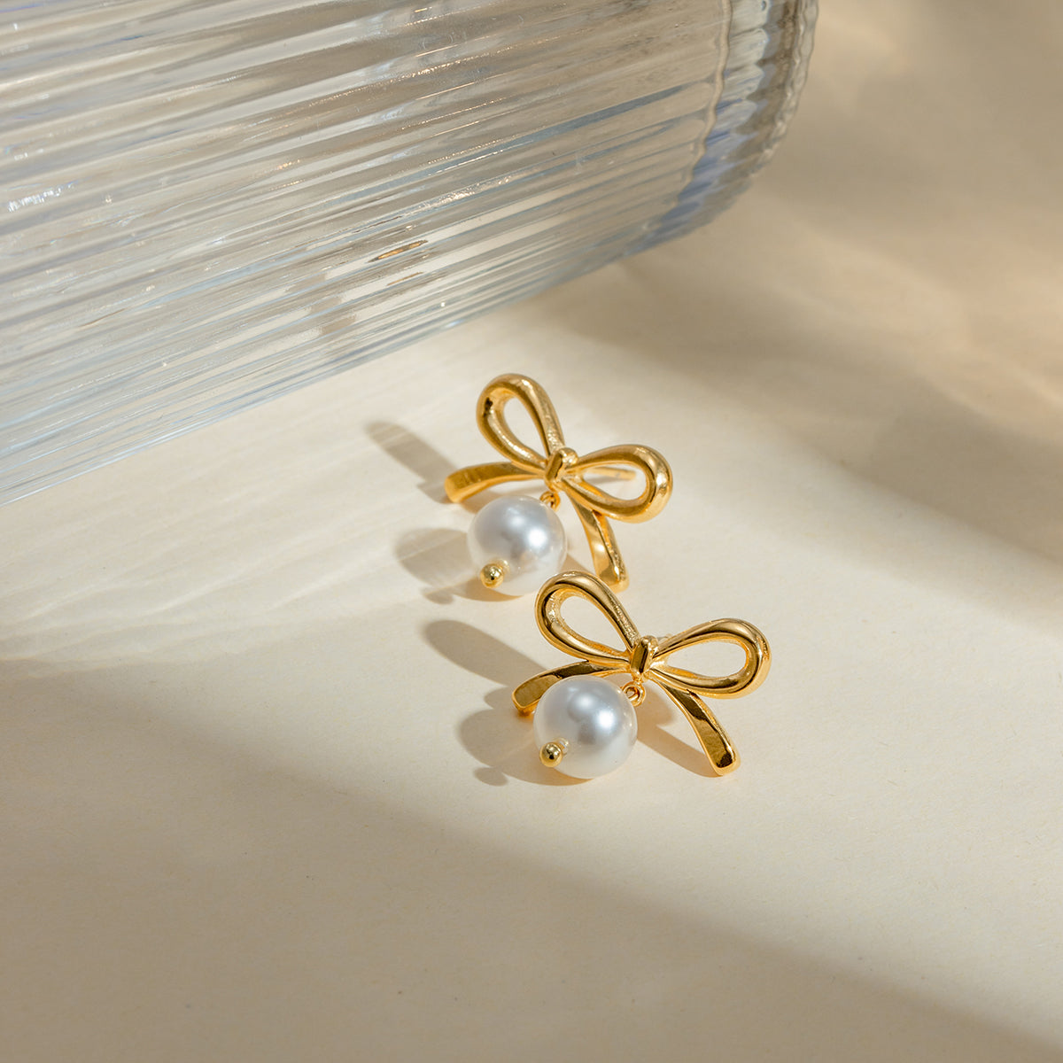 Bow Pearl Drop Earrings