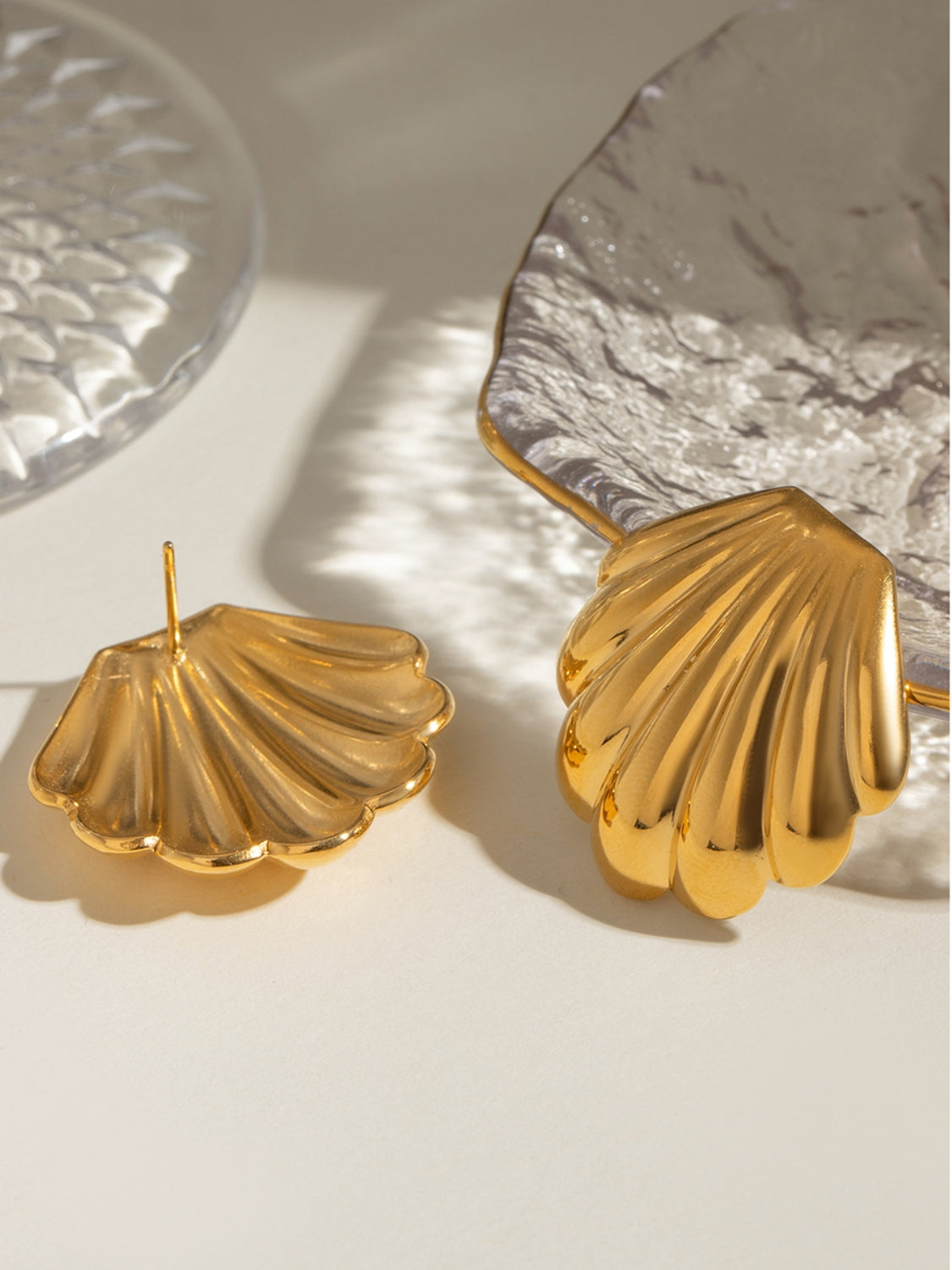 Ocean-Inspired Gold Shell Earrings