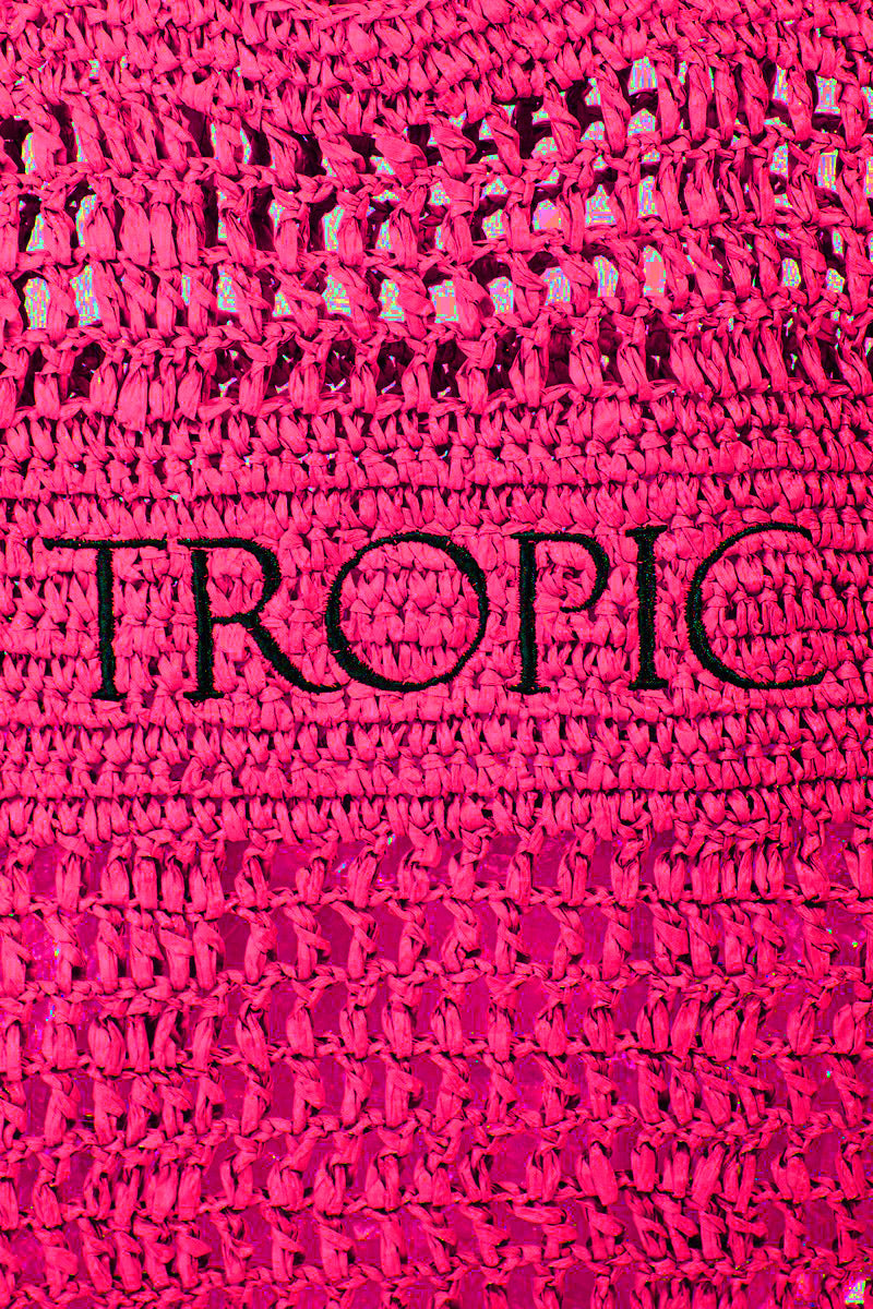 Pink Tropic Mesh Beach Tote Handbag