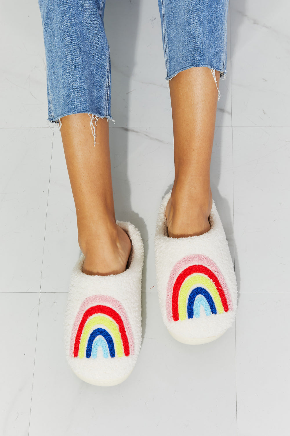 Rainbow Cozy Slide Slipper