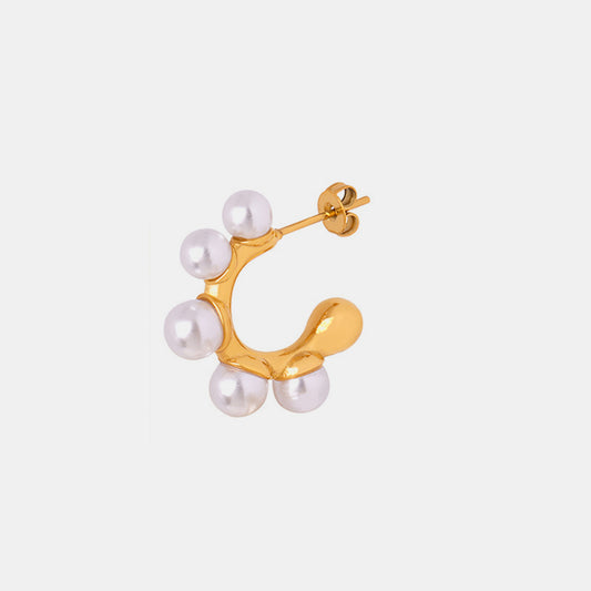 Gold Hoop with Pearl Detail Earrings