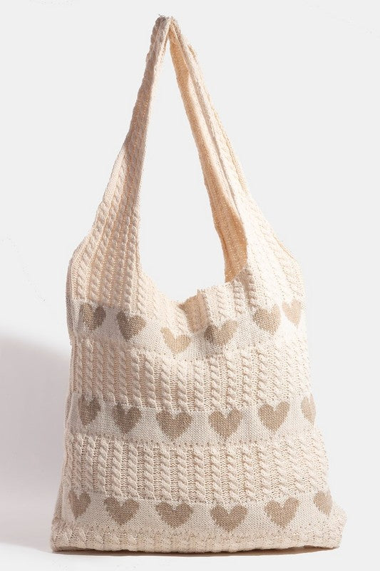 Heart Crochet Tote Bag