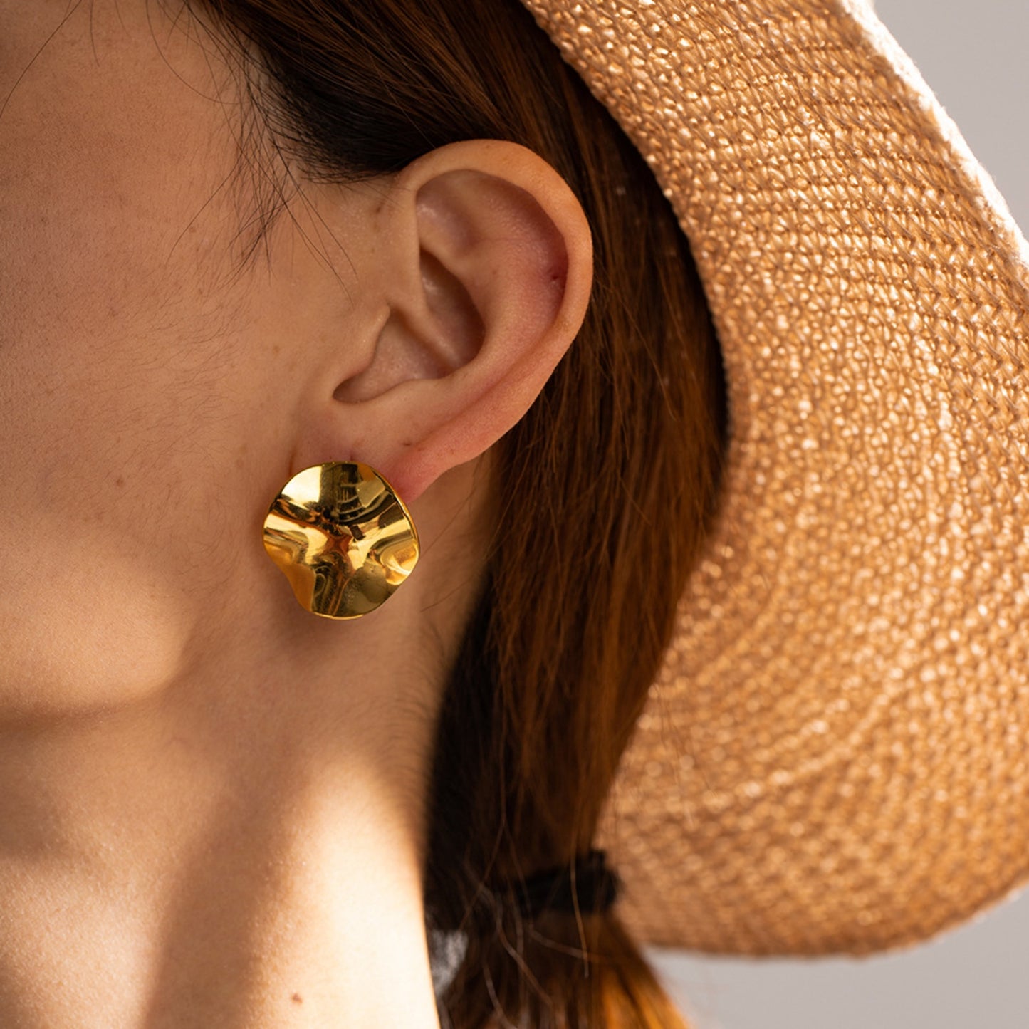 Geometric Glam 18K Gold-Plated Stud Earrings