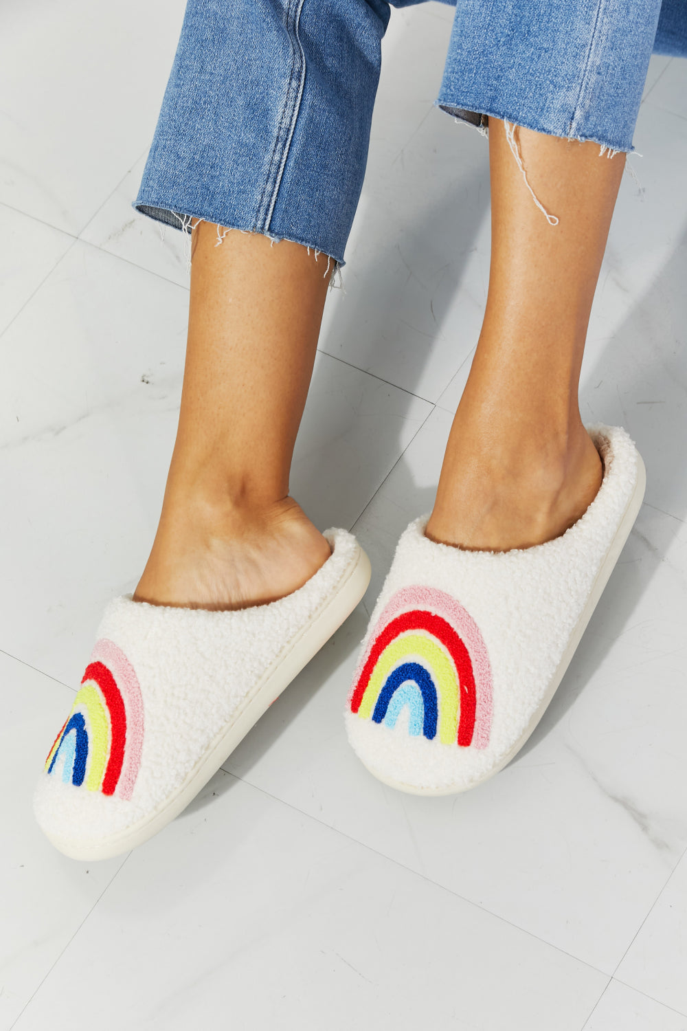 Rainbow Cozy Slide Slipper