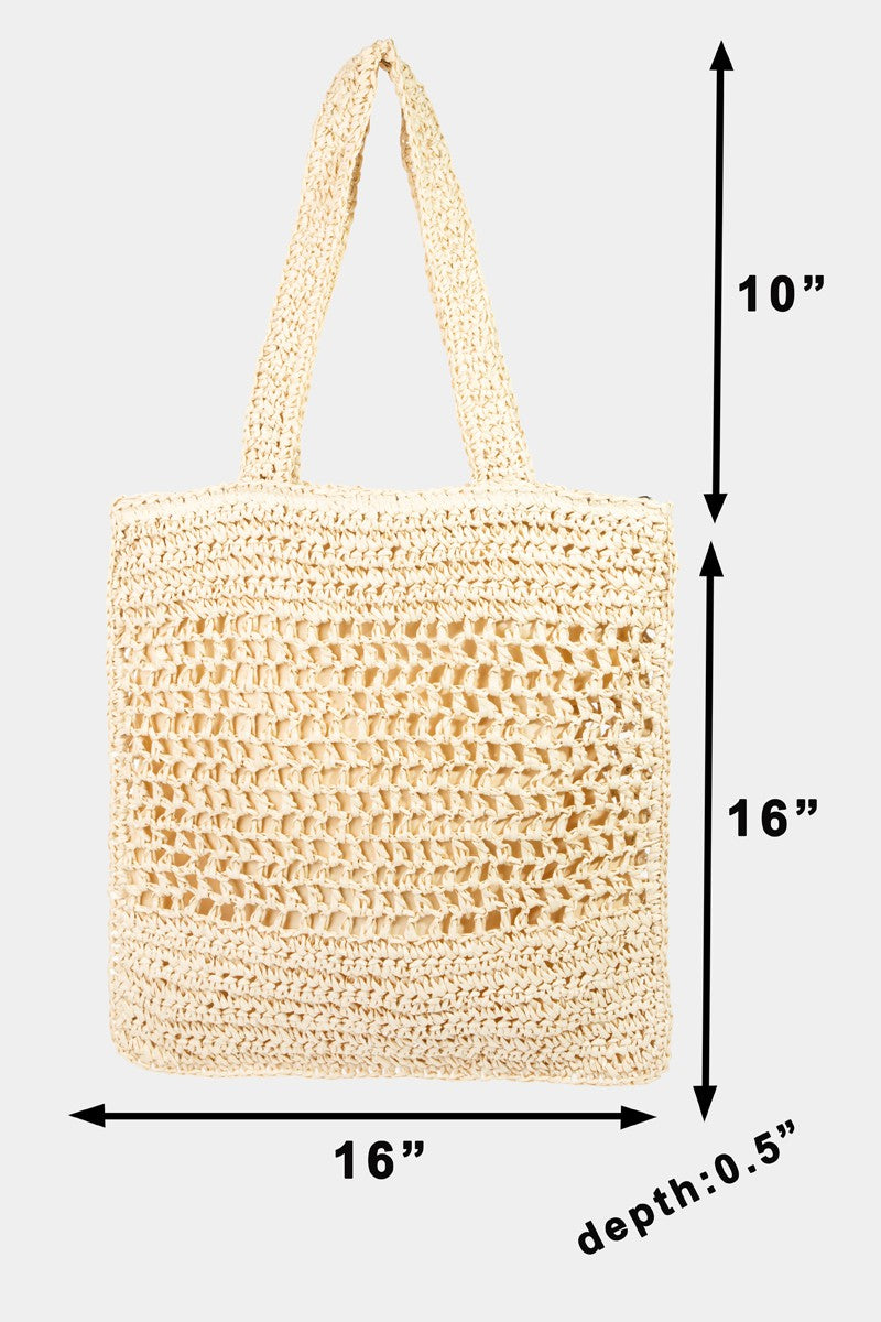 Straw Paper Crochet Tote Bag