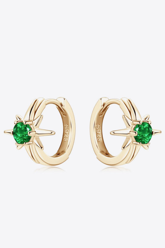 Lab-Grown Star Emerald Huggie Earrings