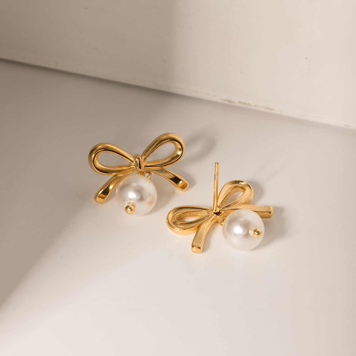 Bow Pearl Drop Earrings