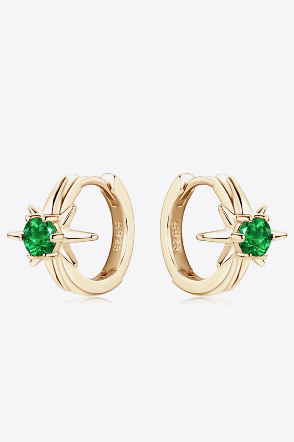 Lab-Grown Star Emerald Huggie Earrings