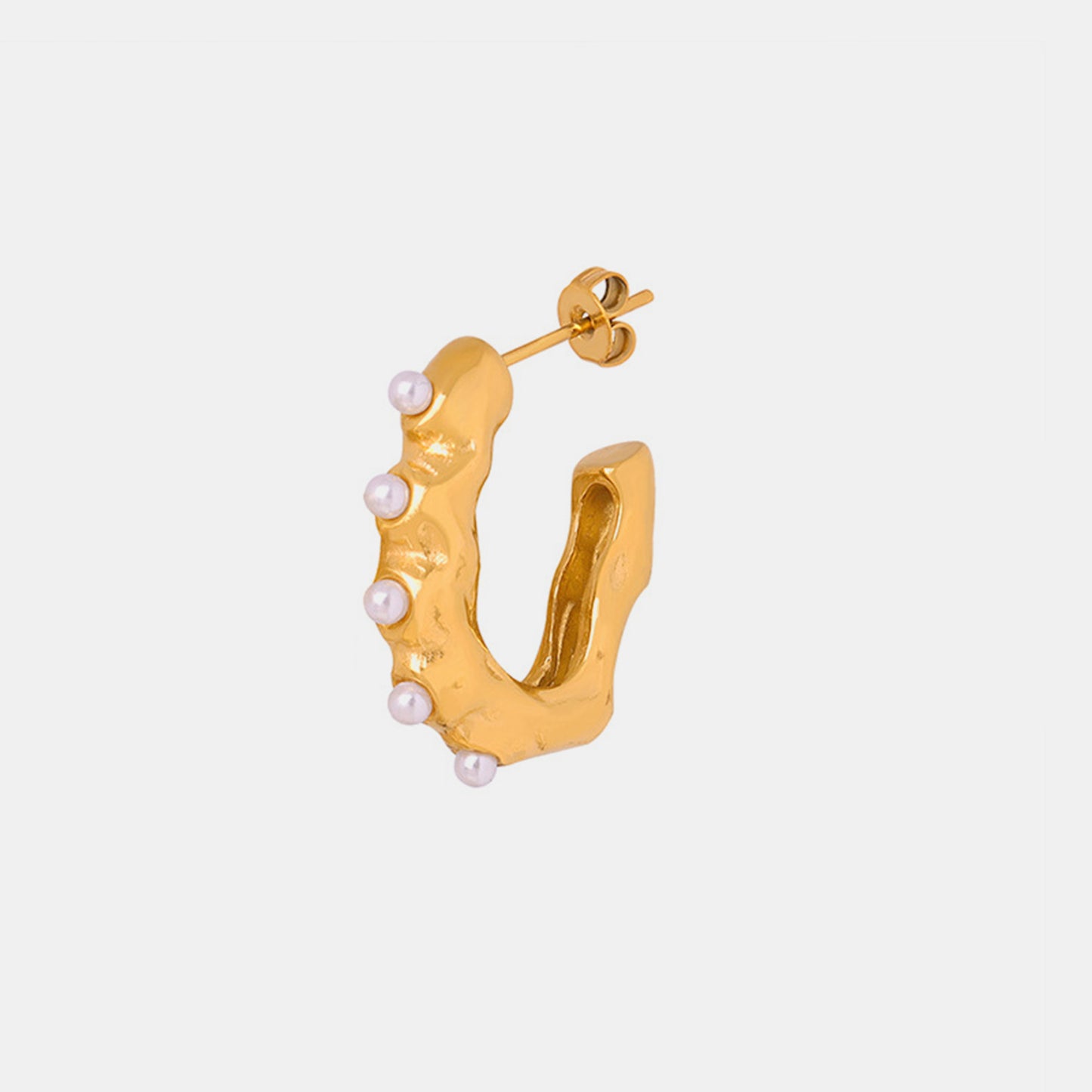 Gold Hoop with Pearl Detail Earrings