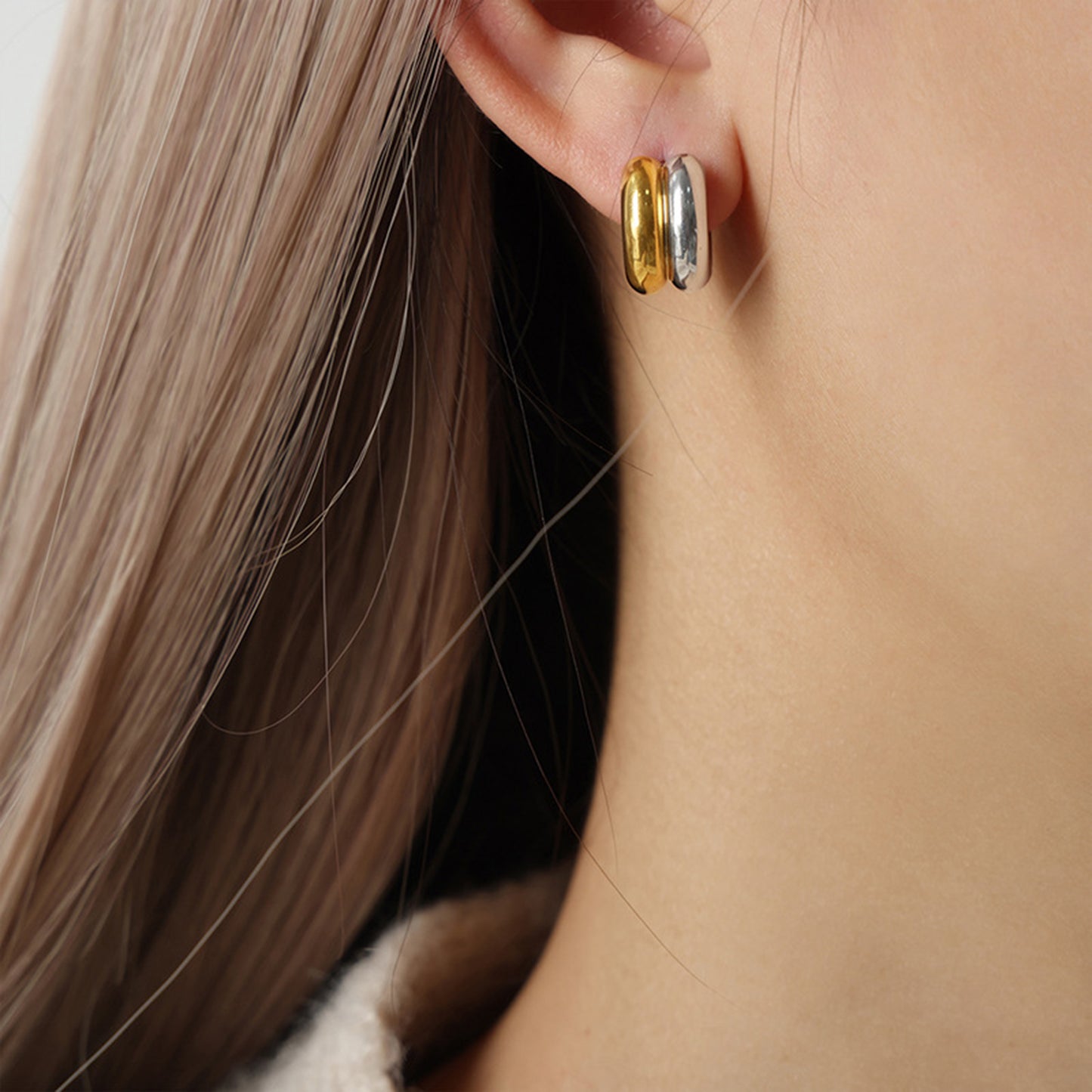 Gold and Silver C-Hoop Dainty Earrings