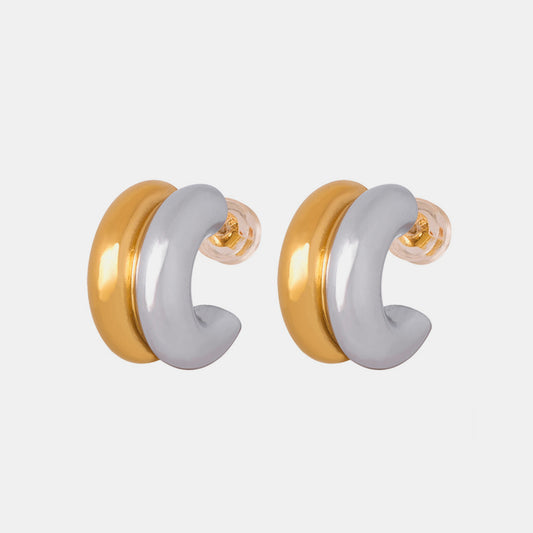 Gold and Silver C-Hoop Dainty Earrings