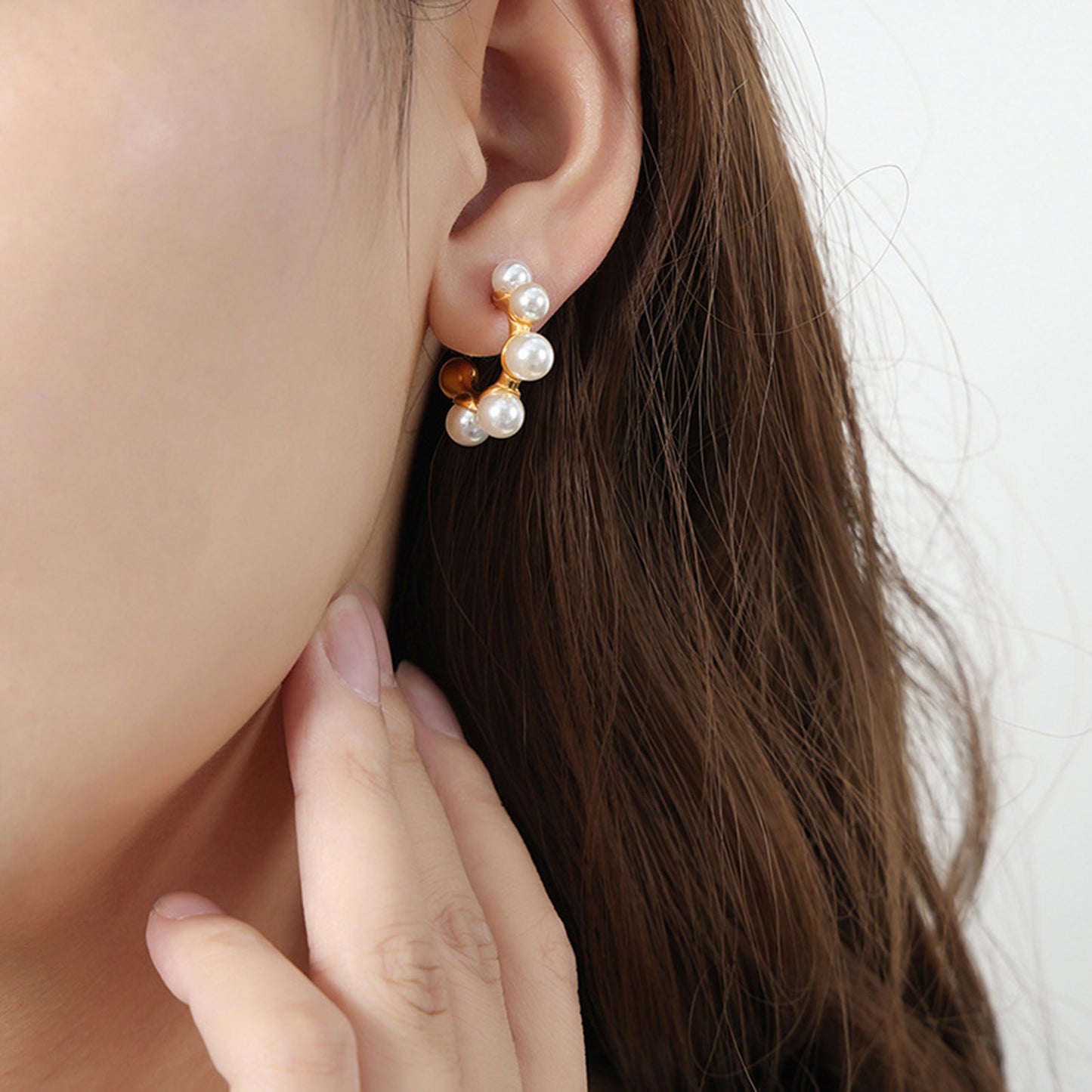 Gold Hoop with Pearl Detail Earrings