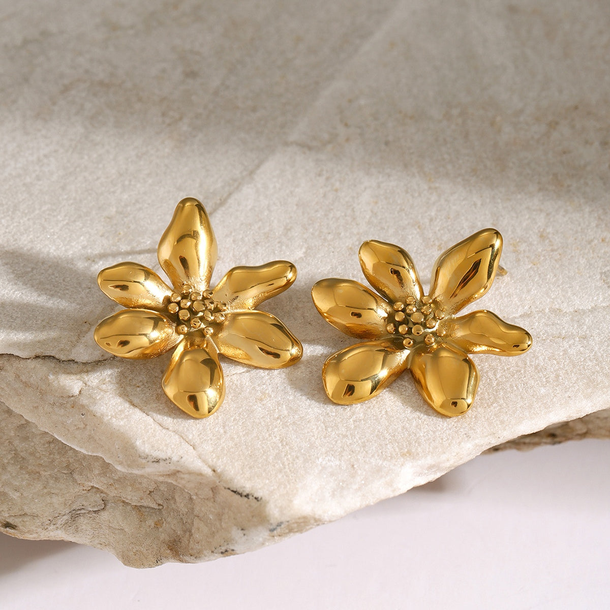 Gold Flower Stud Earrings