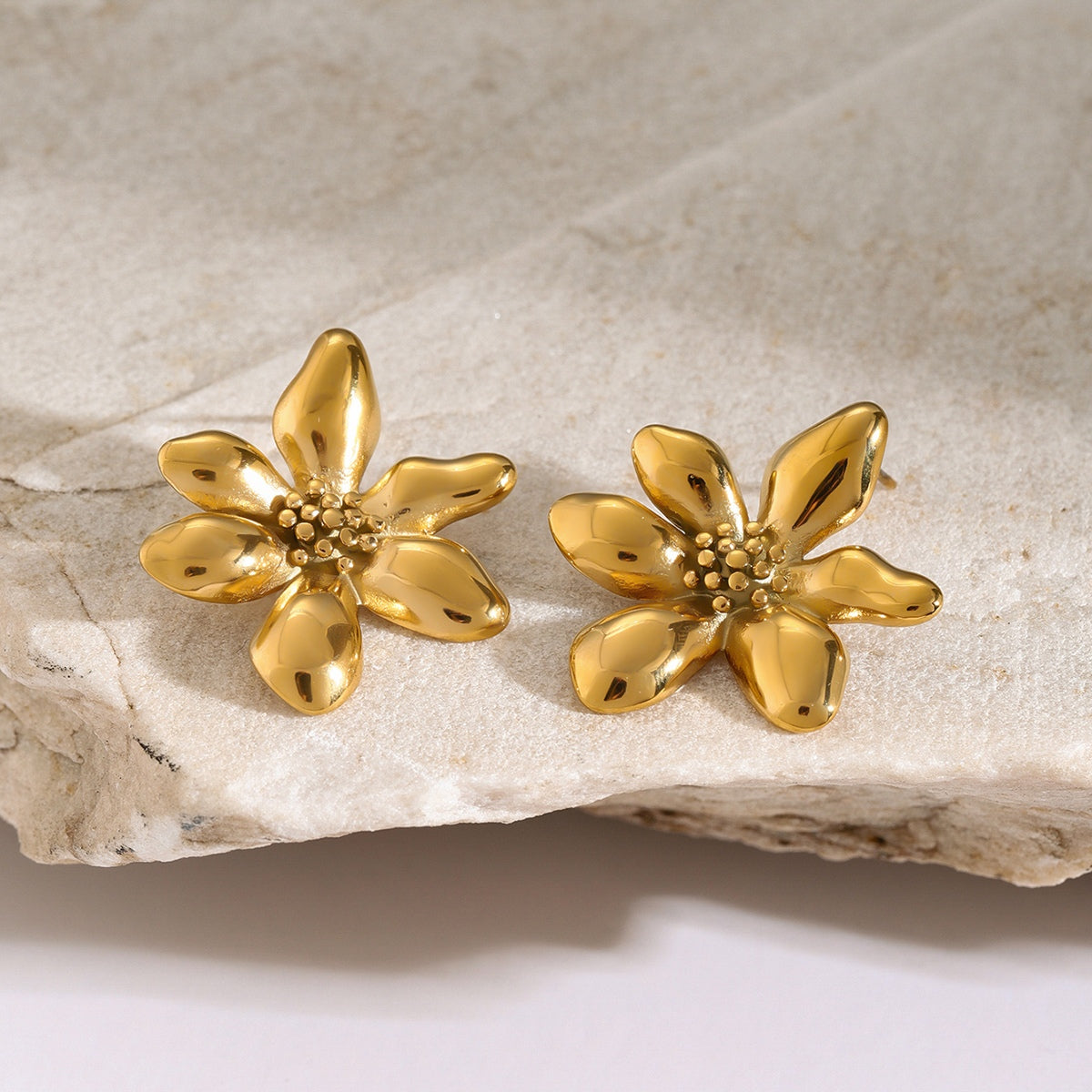 Gold Flower Stud Earrings