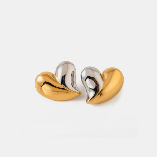 Mixed Metals Heart Stud Earrings