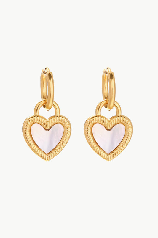 With Love Shell Heart Drop Earrings