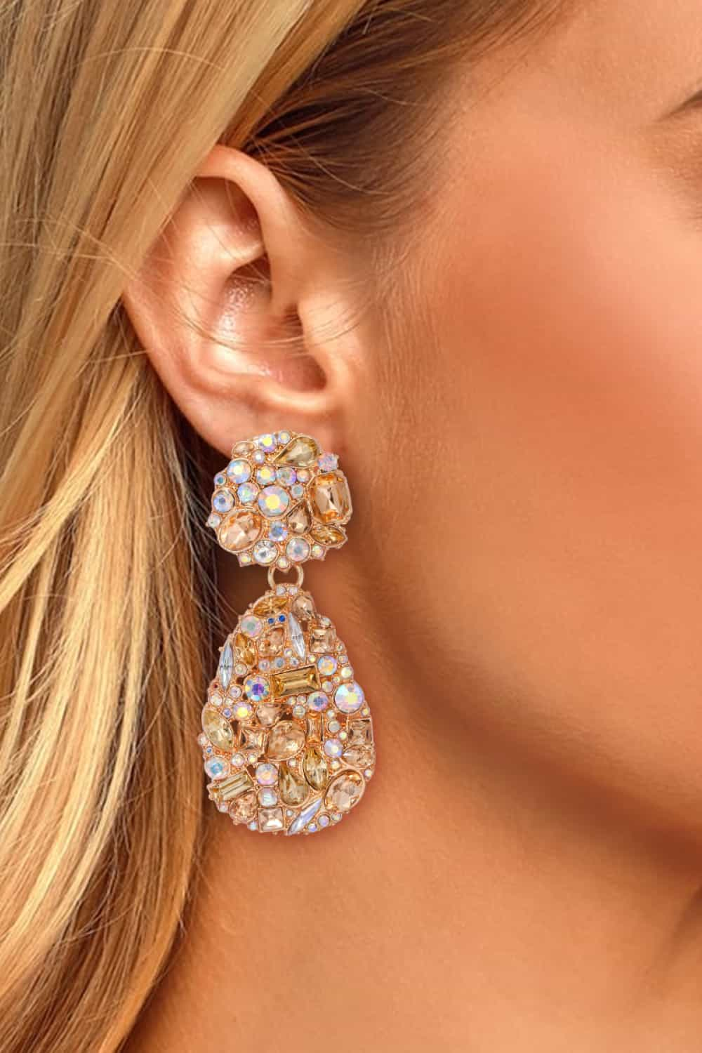 Teardrop Rhinestone Statement Dangle Earrings