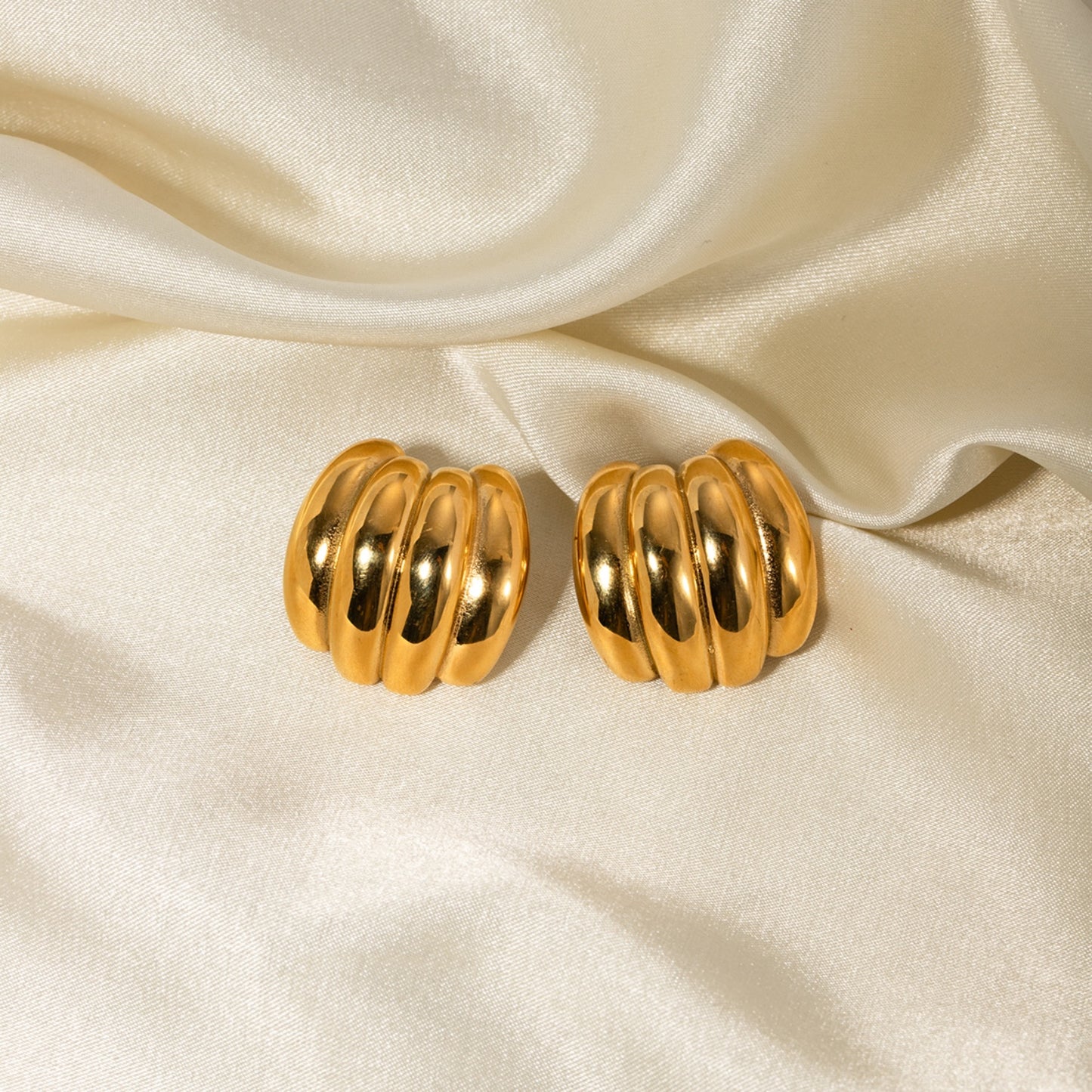 Geometric Gold Stud Earrings