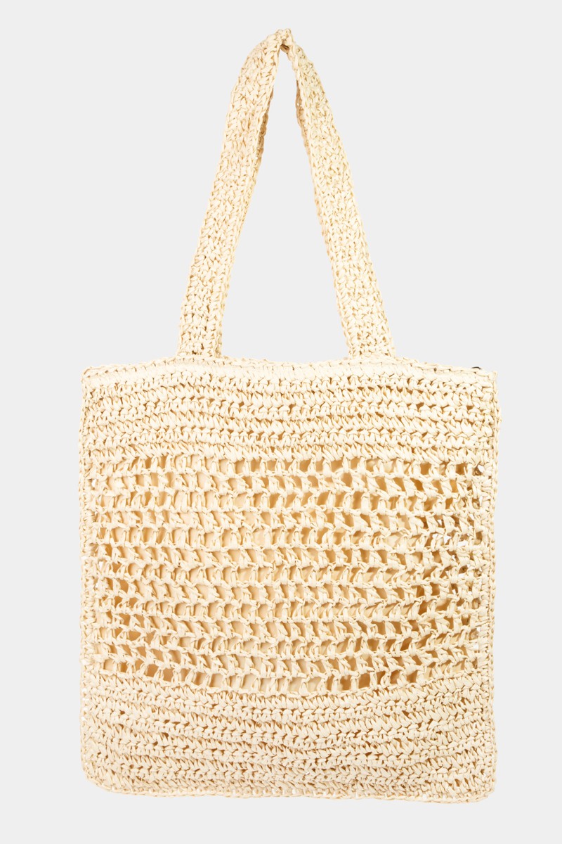 Straw Paper Crochet Tote Bag