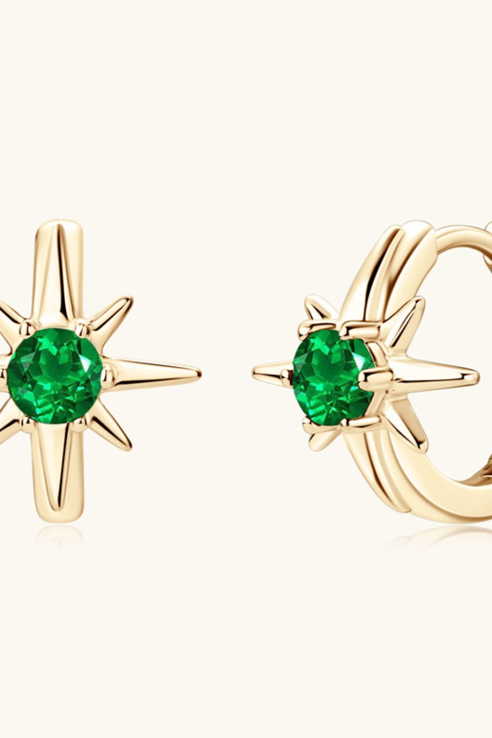 Lab-Grown Star Emerald Huggie Earrings