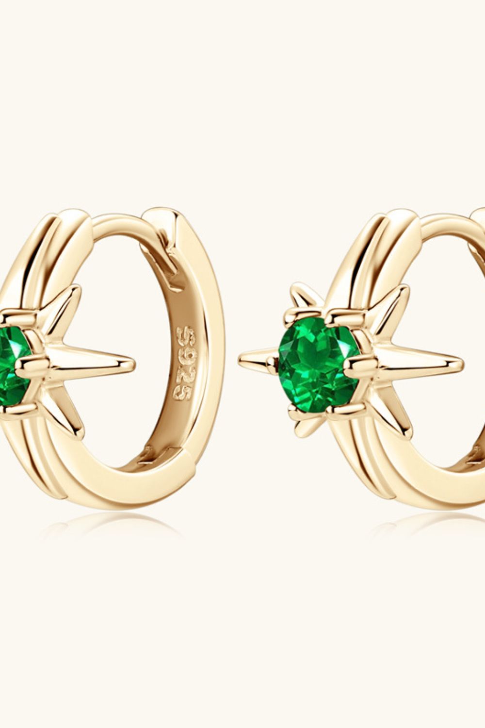 Lab-Grown Star Emerald Huggie Earrings