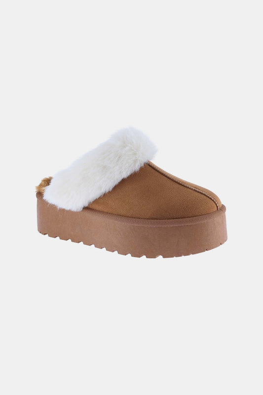 Carmel Thick Bottom Fur Trim Snow Slippers