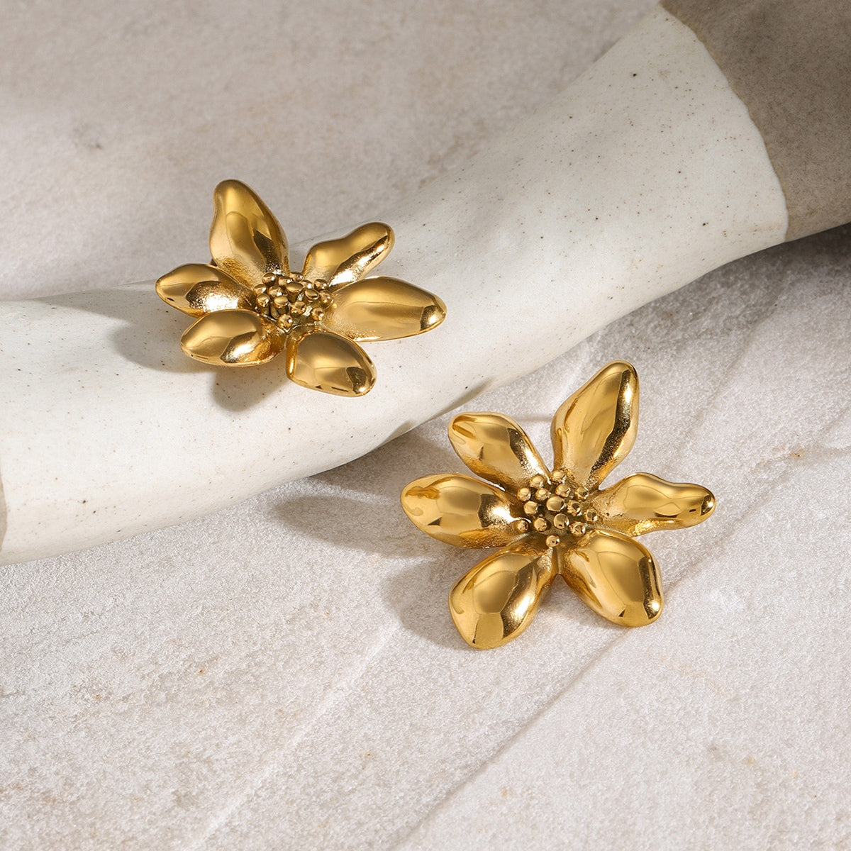 Gold Flower Stud Earrings