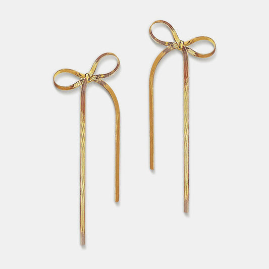 Bow Chain Bar Earrings