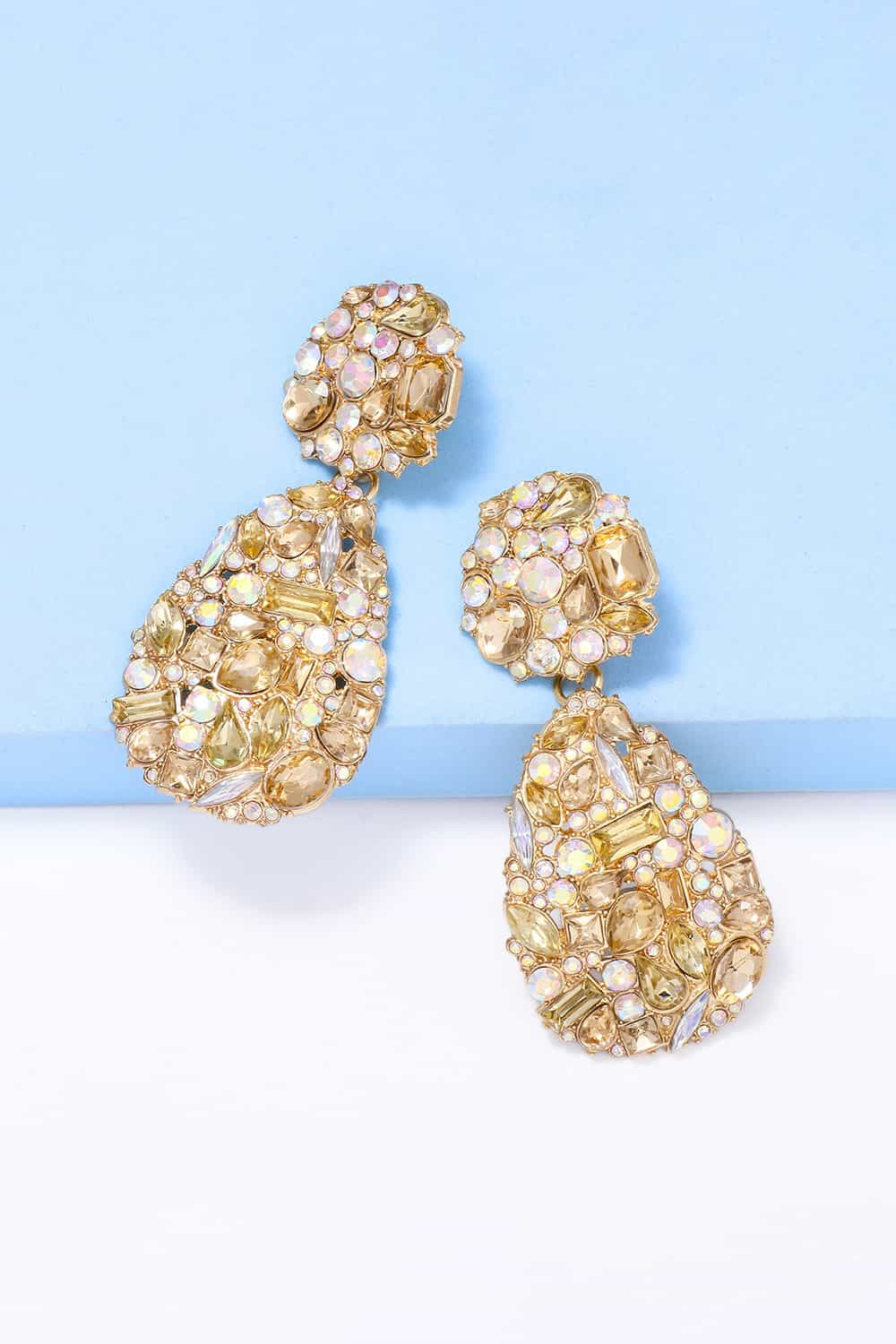 Teardrop Rhinestone Statement Dangle Earrings