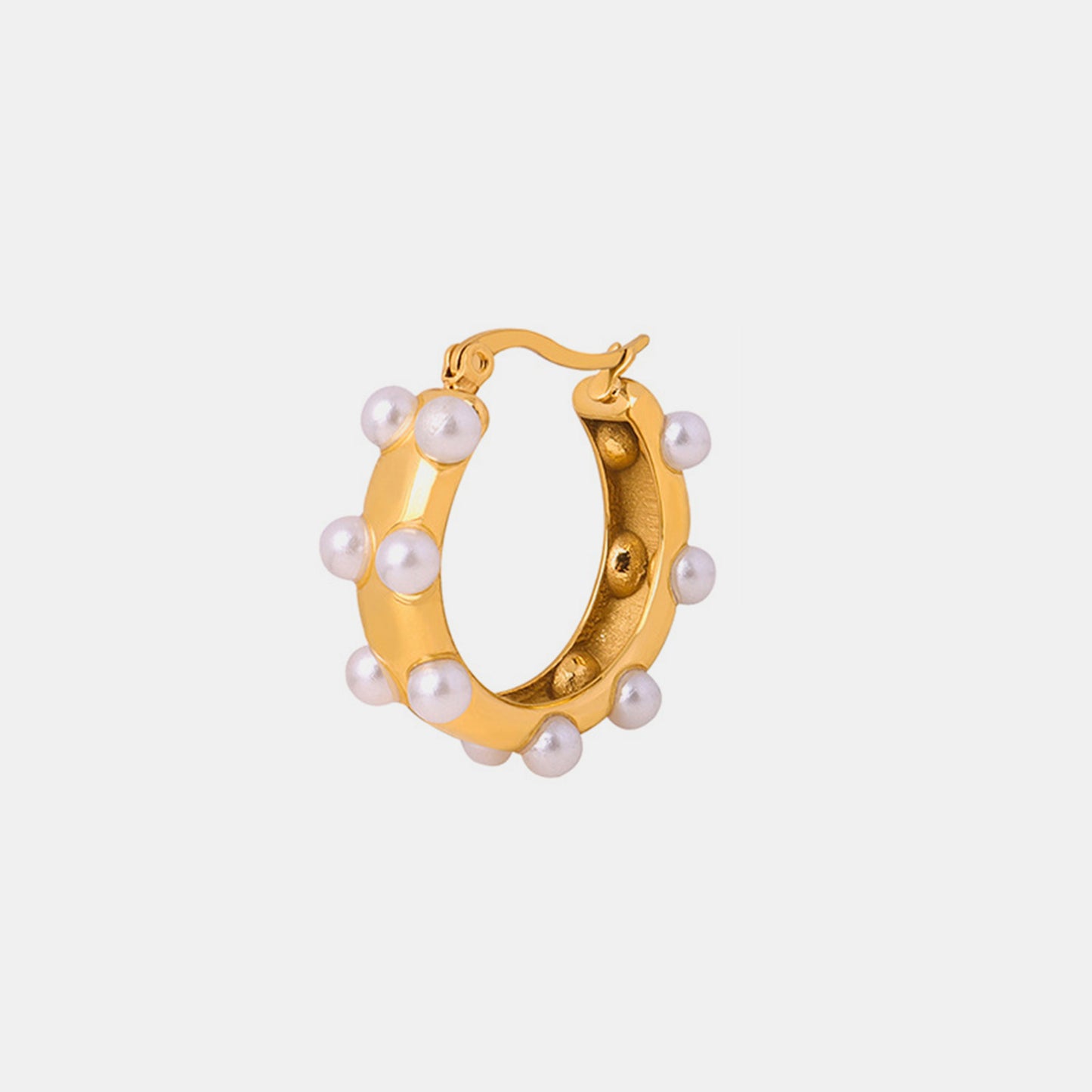 Gold Hoop with Pearl Detail Earrings