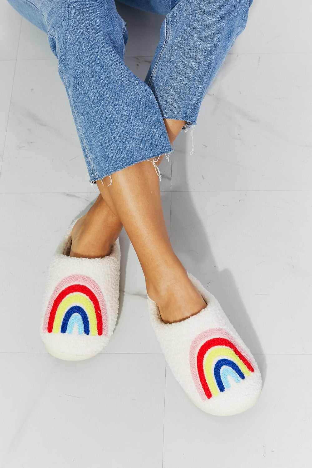 Rainbow Cozy Slide Slipper