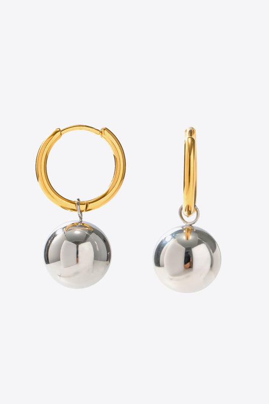 Gold Hoop Ball Drop Earrings