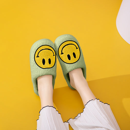 Lime Green and Yellow Smiley Face Slippers