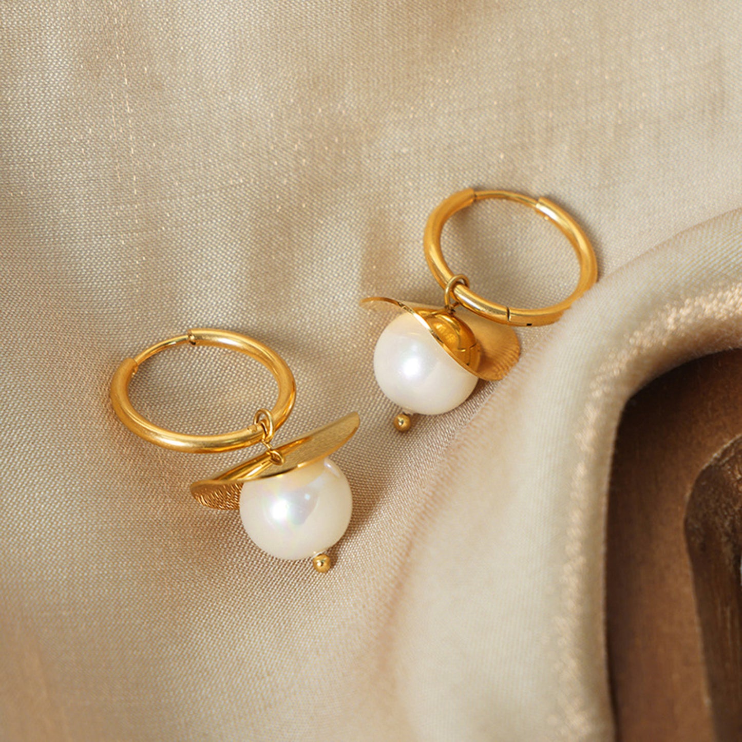 Gold-Plated Bead Dangle Earrings