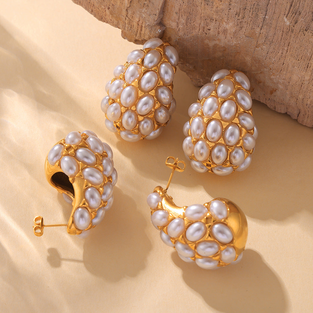 Gold Teardrop Pearl Earrings