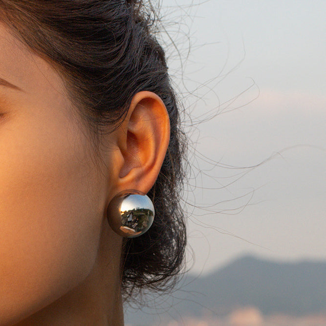 Oversized Hemispherical Clip On Earrings