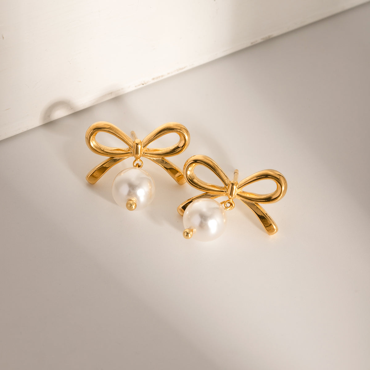 Bow Pearl Drop Earrings