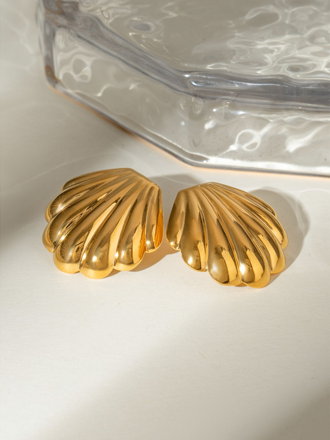 Ocean-Inspired Gold Shell Earrings